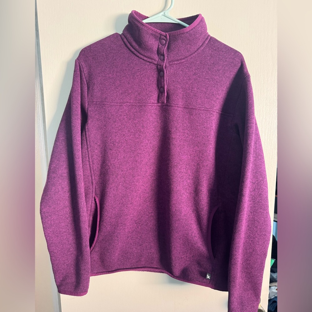 Eddie Bauer Women's Purple 1/4 button up Sweater